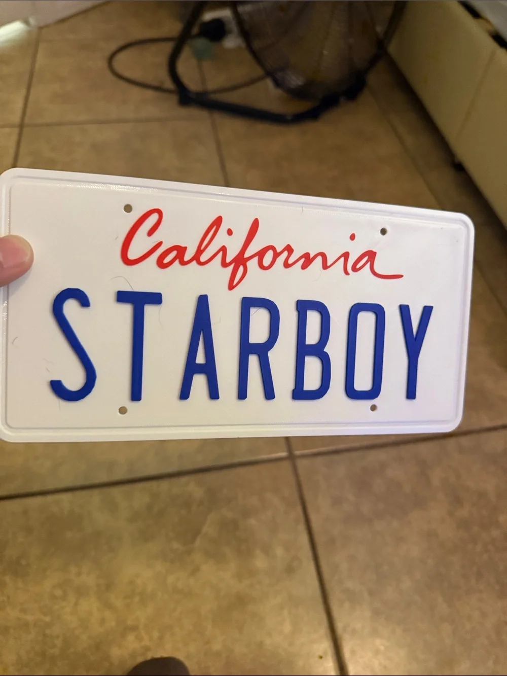 California STARBOY 3D printed Novelty License Plate - White, Red & Blue